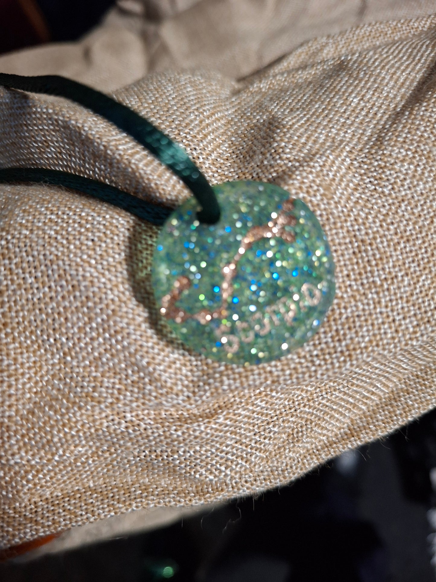 Green uv resin constellation necklaces