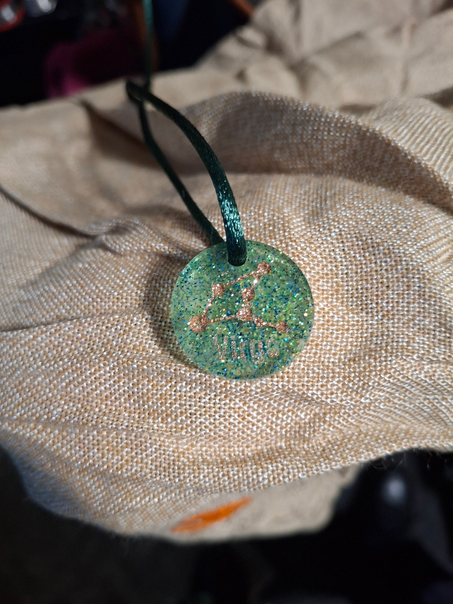 Green uv resin constellation necklaces