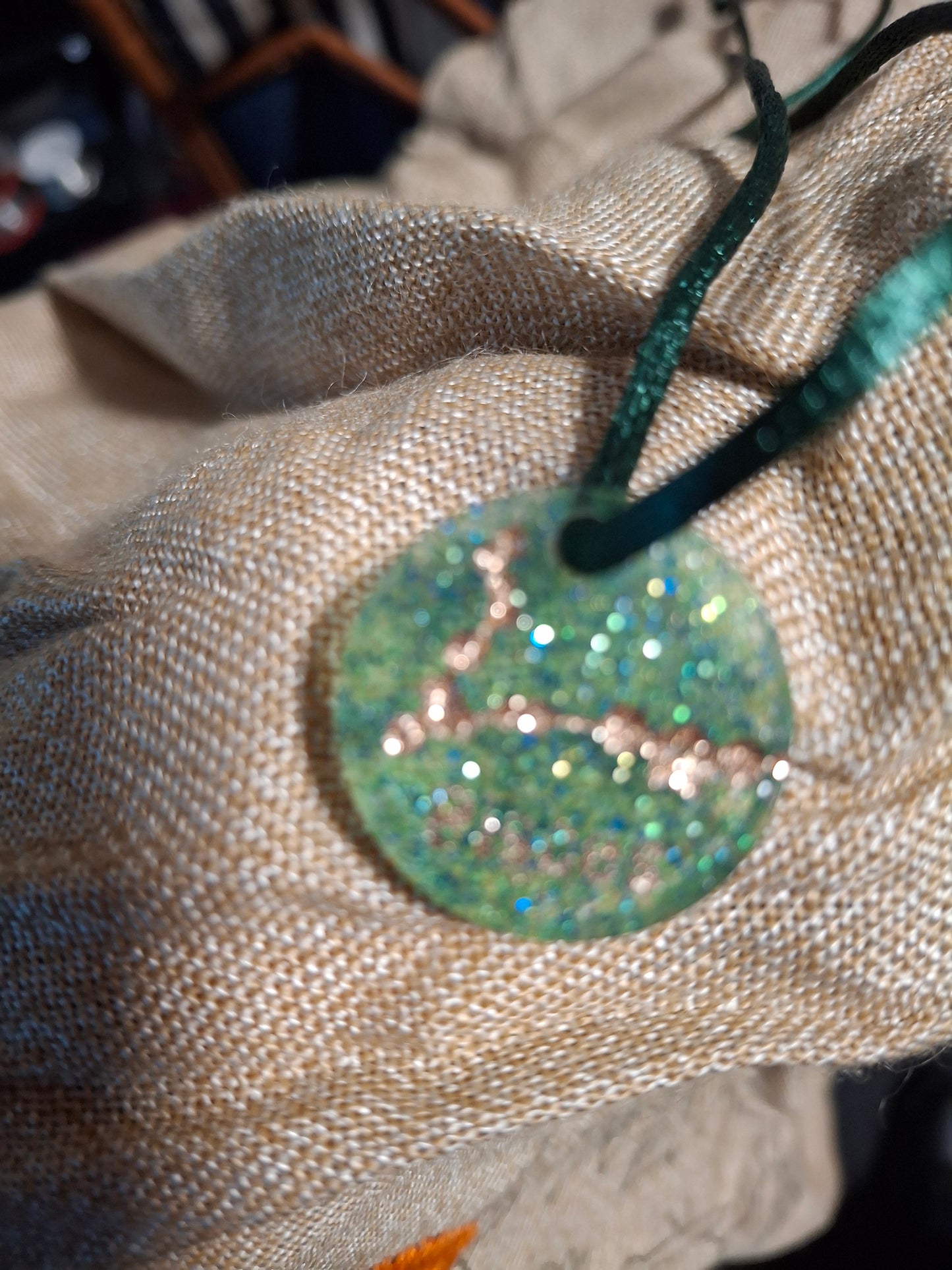 Green uv resin constellation necklaces