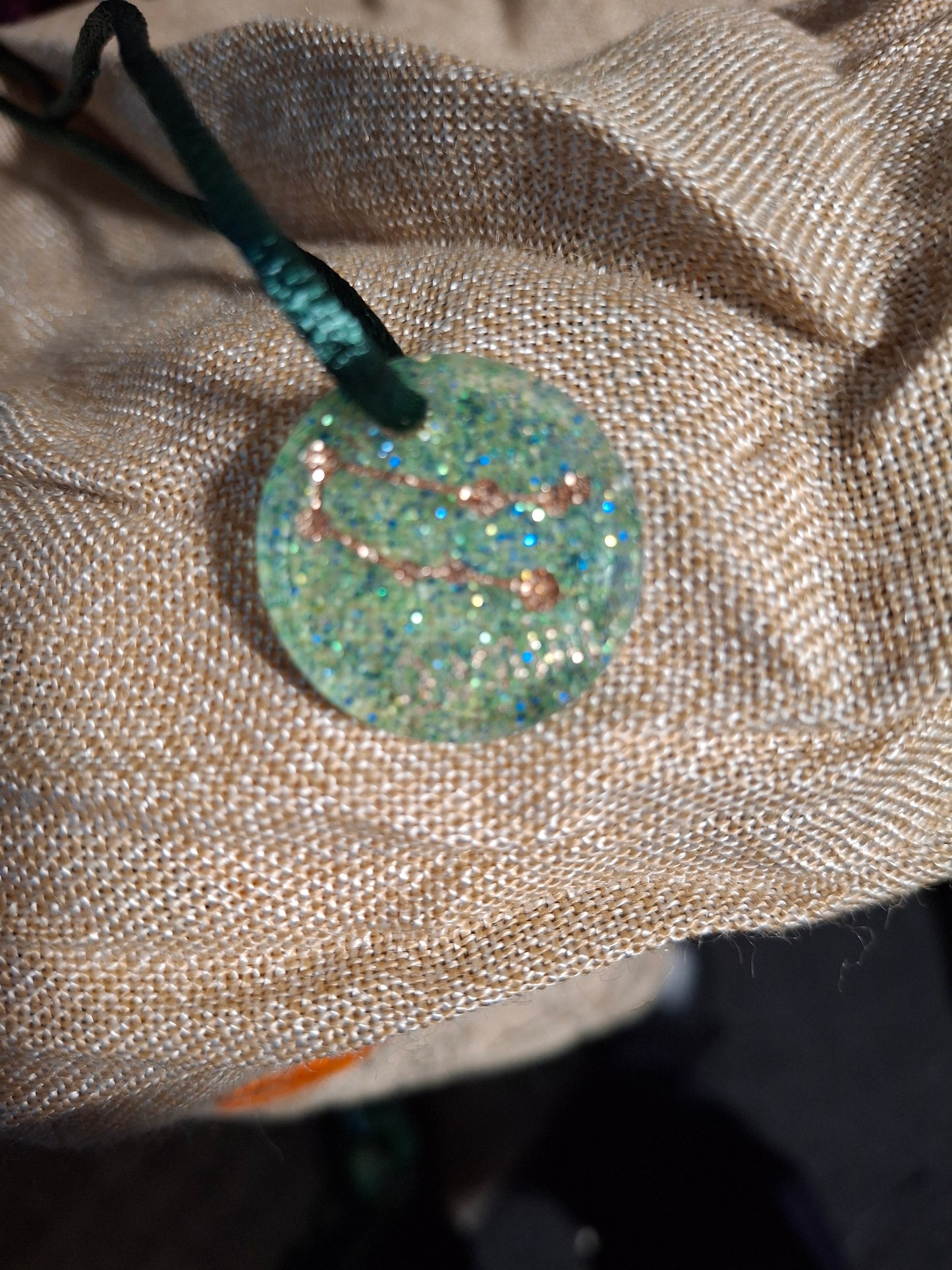 Green uv resin constellation necklaces