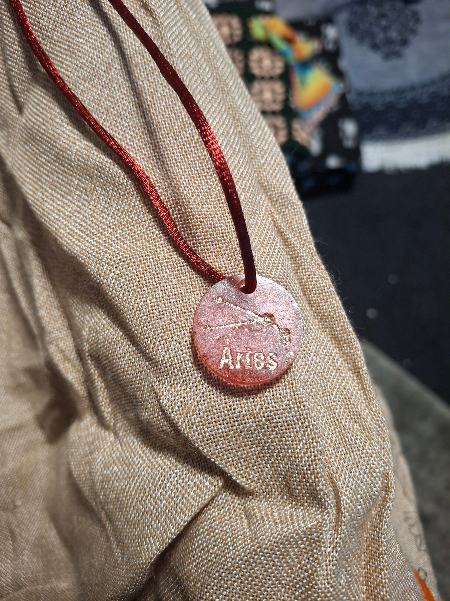 Constellation resin glitter necklaces