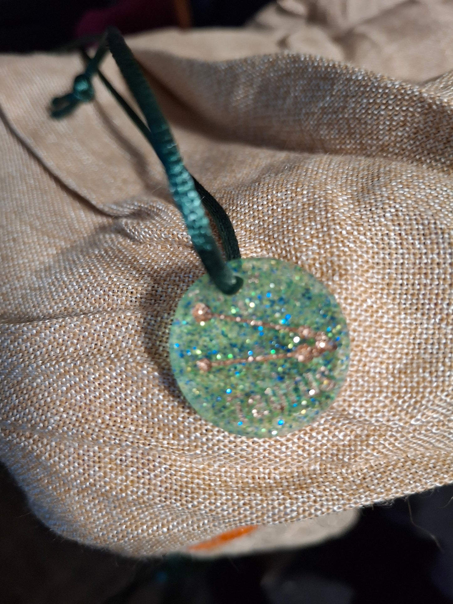 Green uv resin constellation necklaces