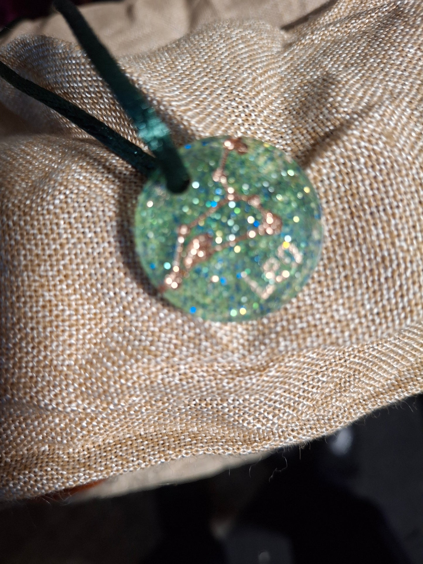 Green uv resin constellation necklaces