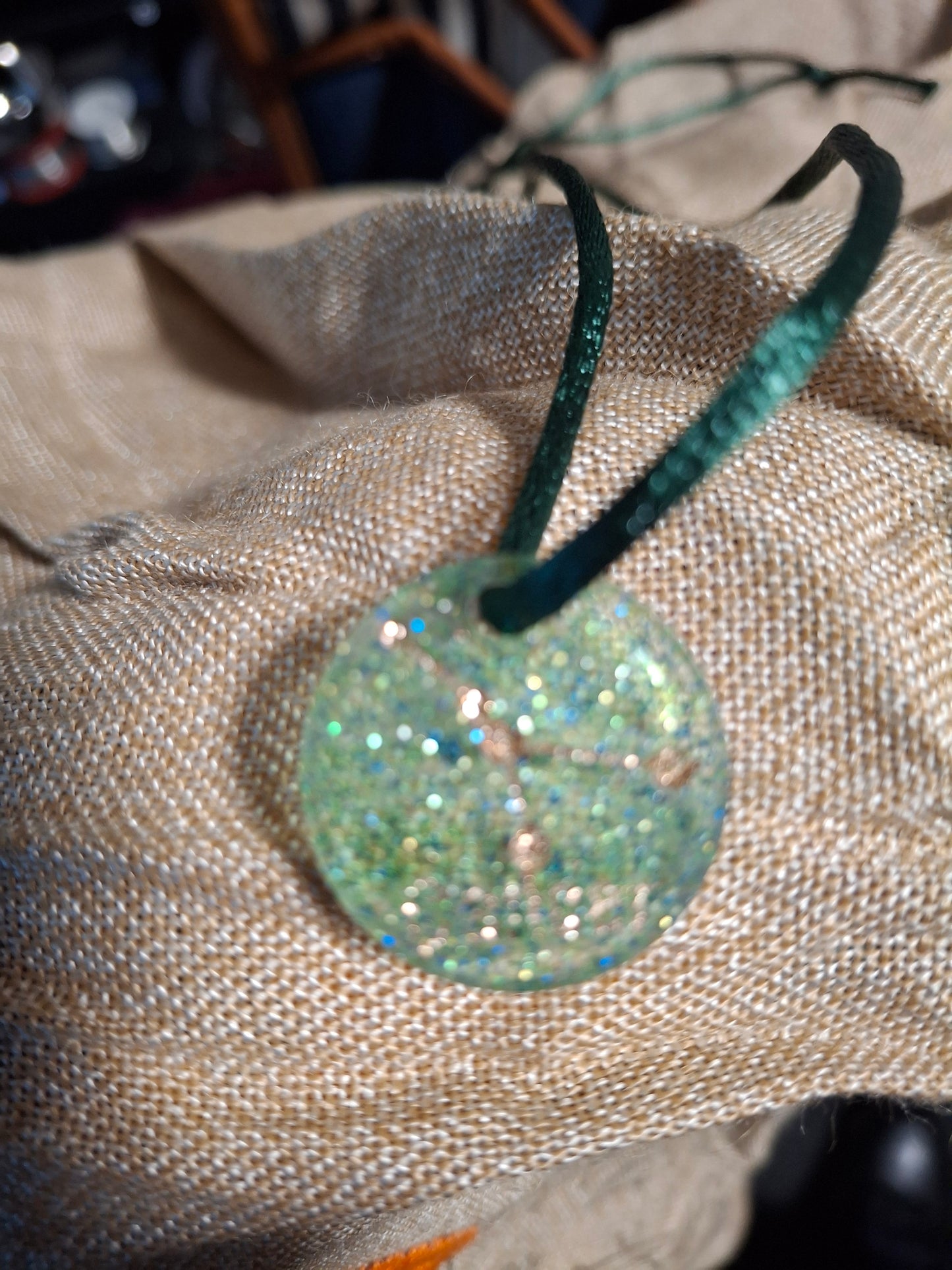 Green uv resin constellation necklaces