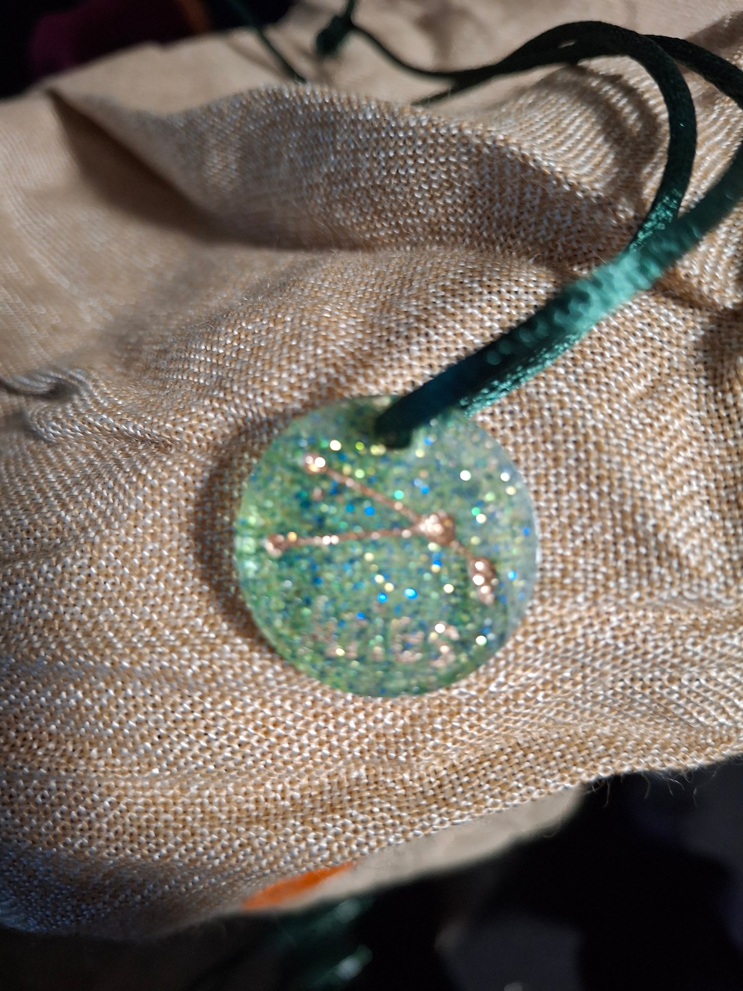 Green uv resin constellation necklaces