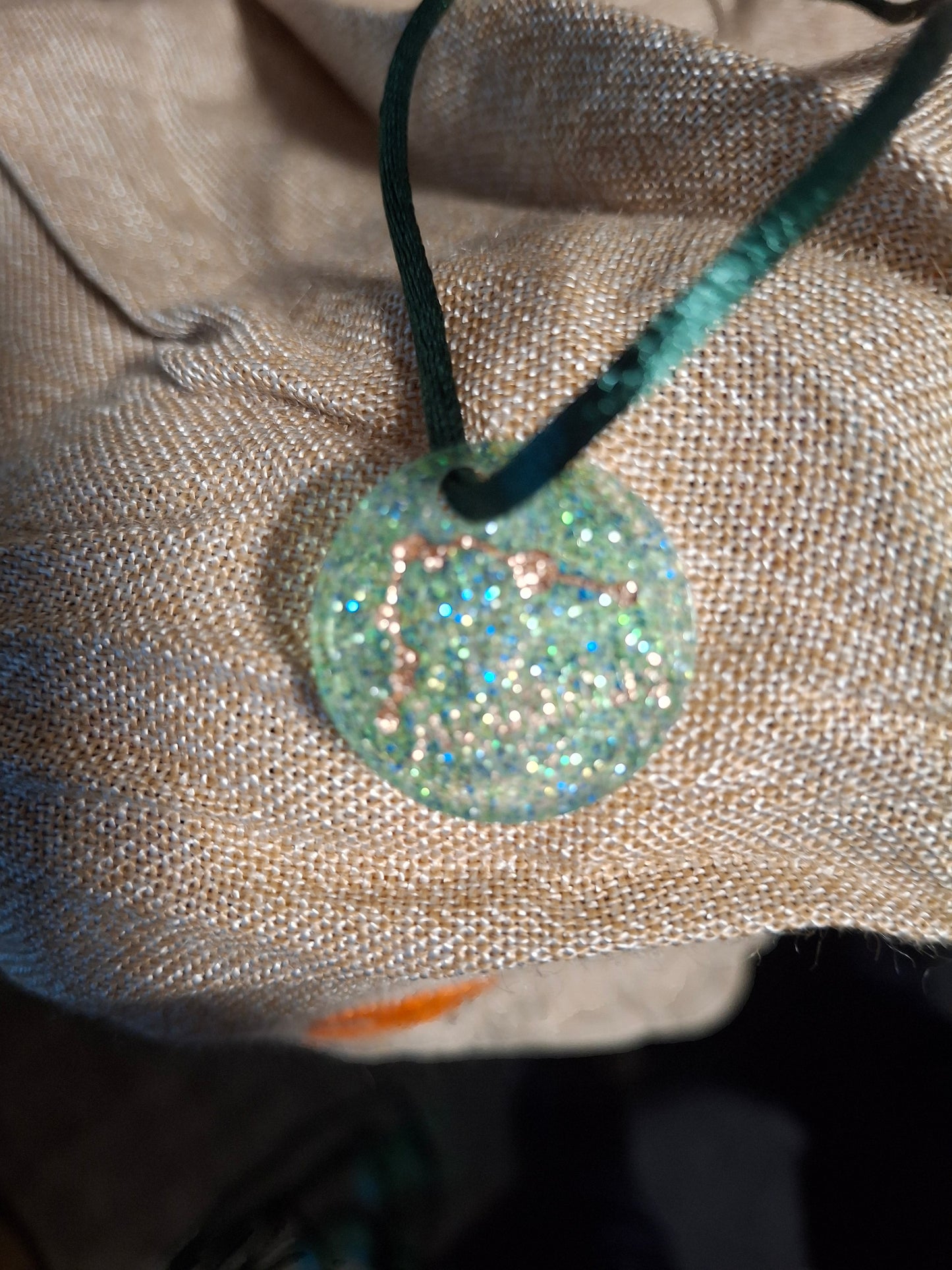 Green uv resin constellation necklaces