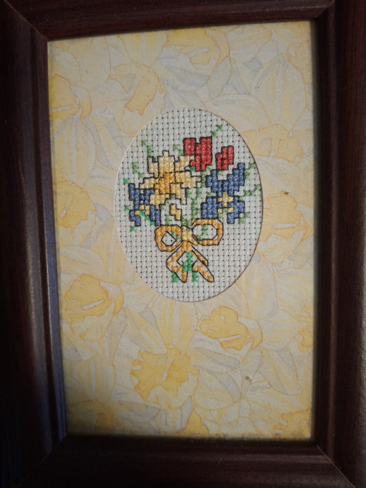 Floral design  cross stitched