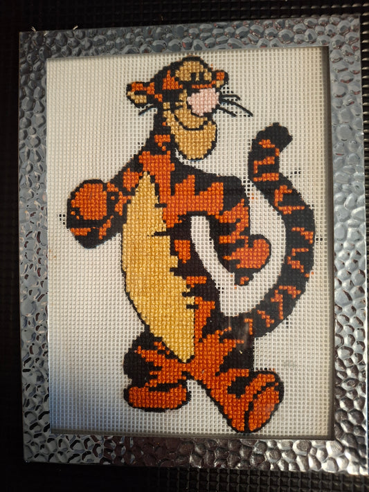 Tiger cross stitched design
