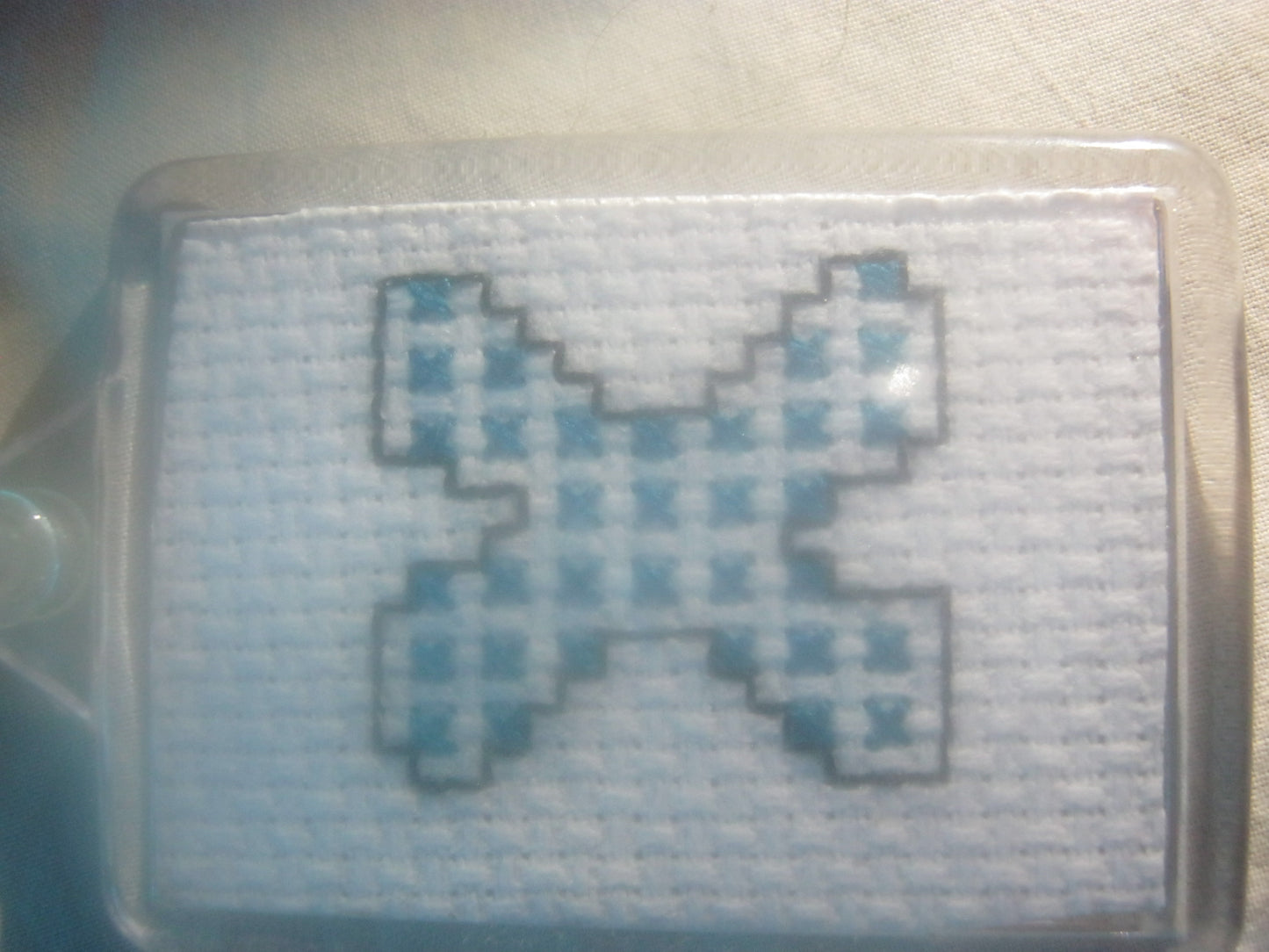 alphabet cross stitched  keyrings