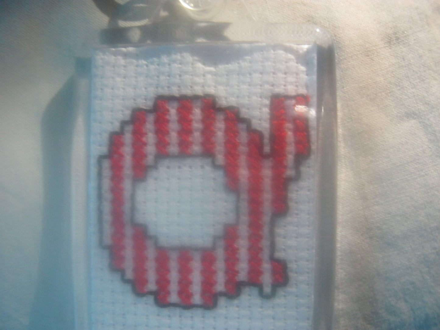 alphabet cross stitched  keyrings