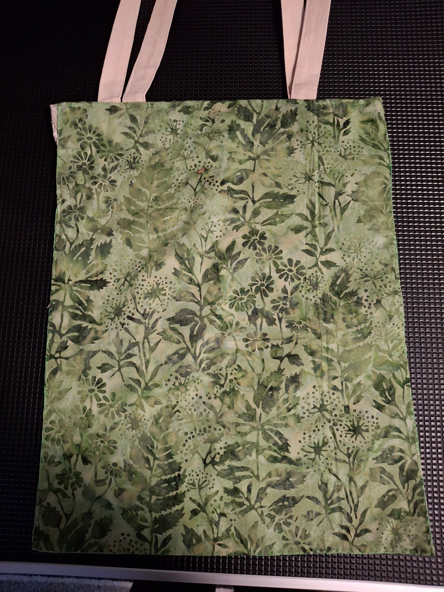 tote bags with material stitched to bag for a little design